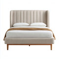 Letto matrimoniale imbottito in tessuto con struttura in legno 200x180x104 cm - beige - per camera da letto - design moderno
