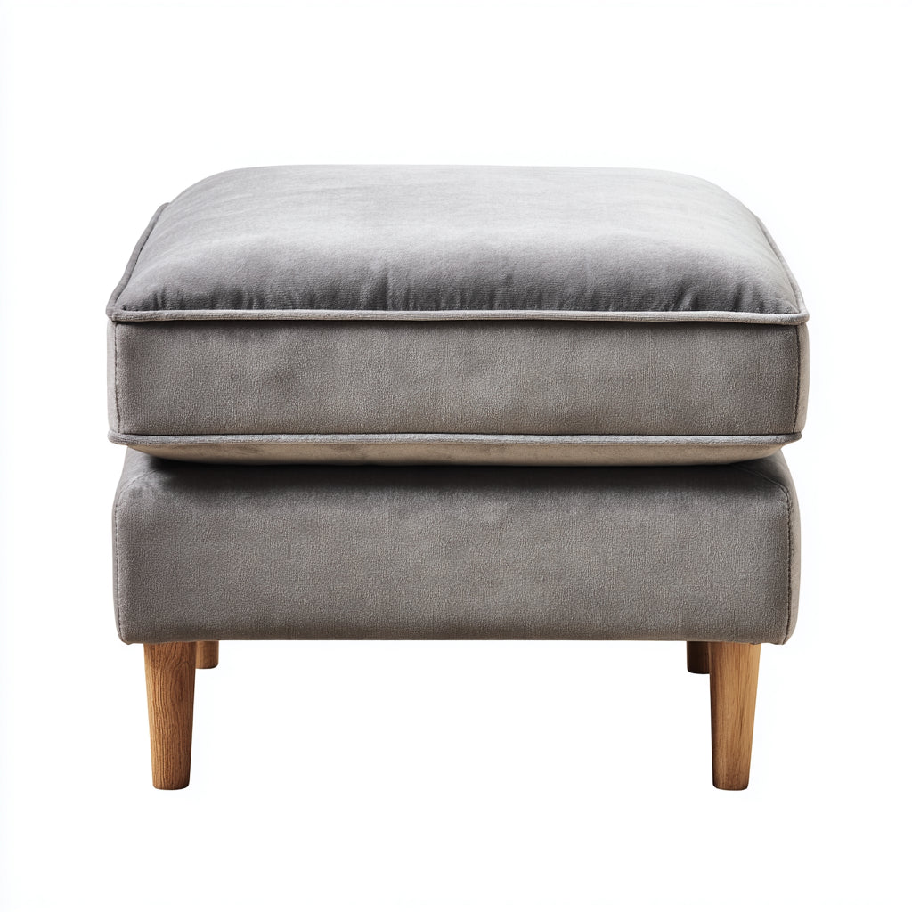 Pouf imbottito in velluto 45x45x55 cm - grigio - design moderno per soggiorno