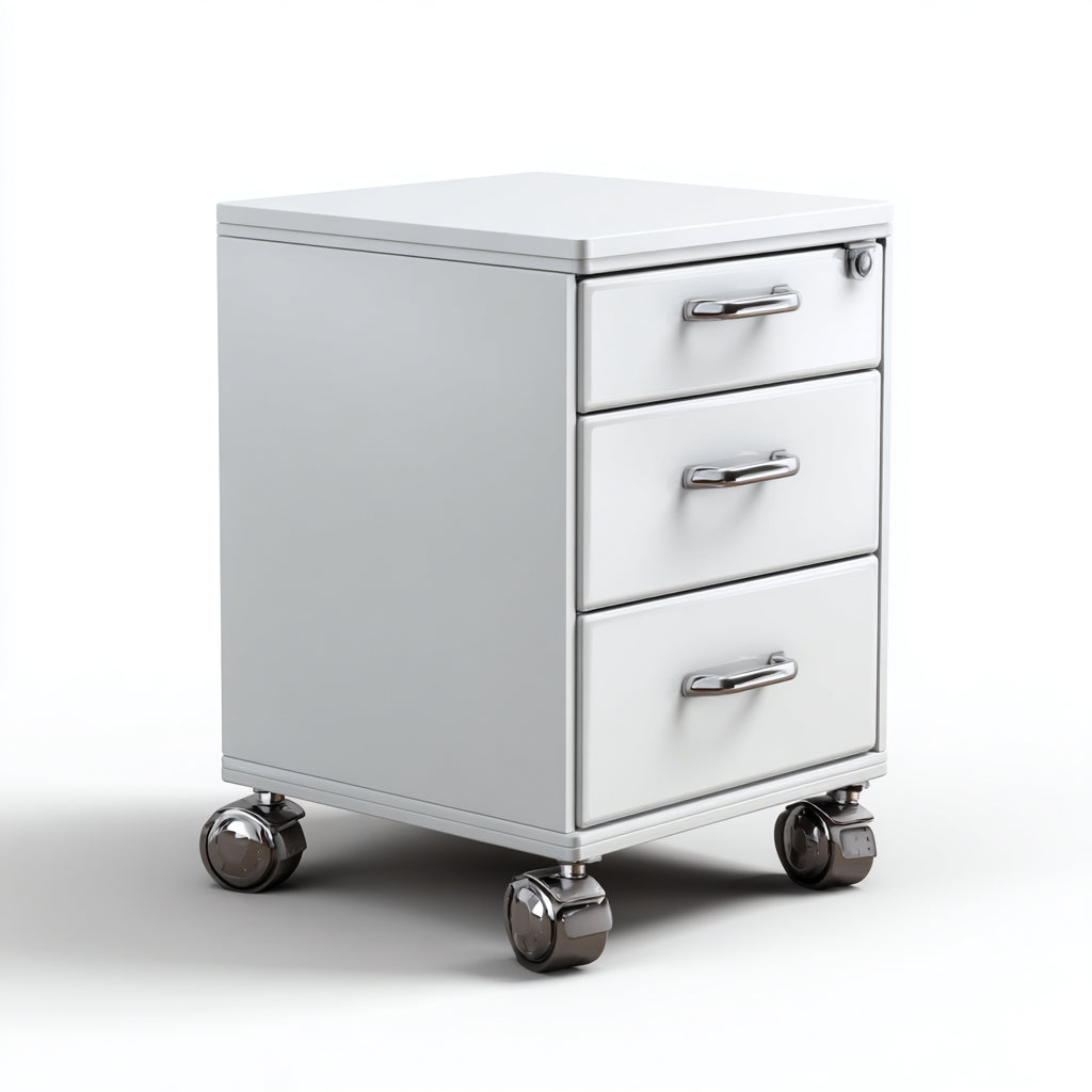 Armadio per ufficio in metallo 40x50x65 cm - bianco - design moderno con ruote e cassetti