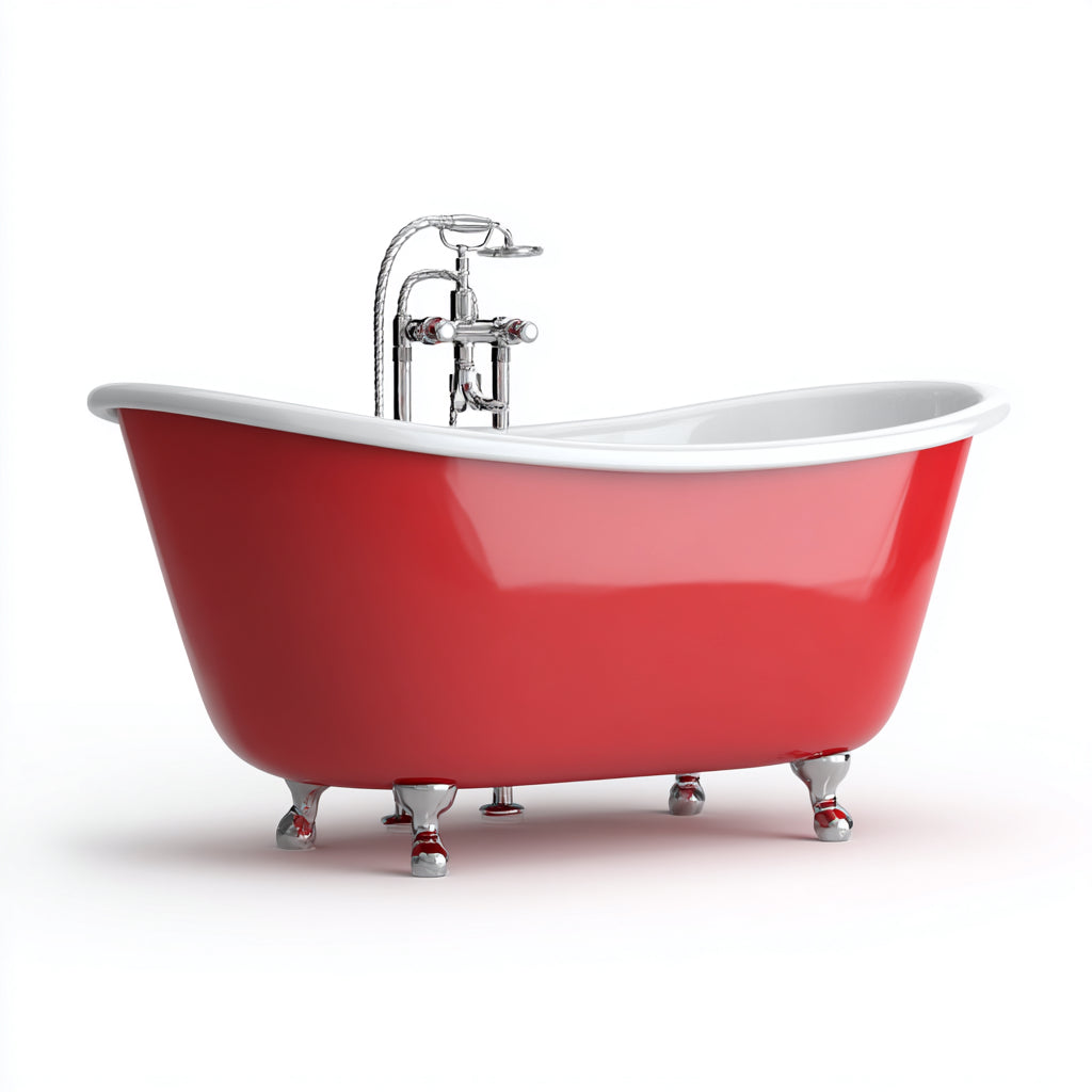 Vasca da bagno freestanding acrilico 170x75x70 cm - rosso - bianco - design classico per bagno