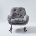 Sedia a dondolo imbottita in tessuto peluche 85x75x90 cm - grigio - design moderno per soggiorno e relax