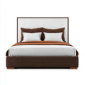Letto matrimoniale imbottito in tessuto con testiera minimal 200x180x102 cm - marrone - per camera da letto - design moderno