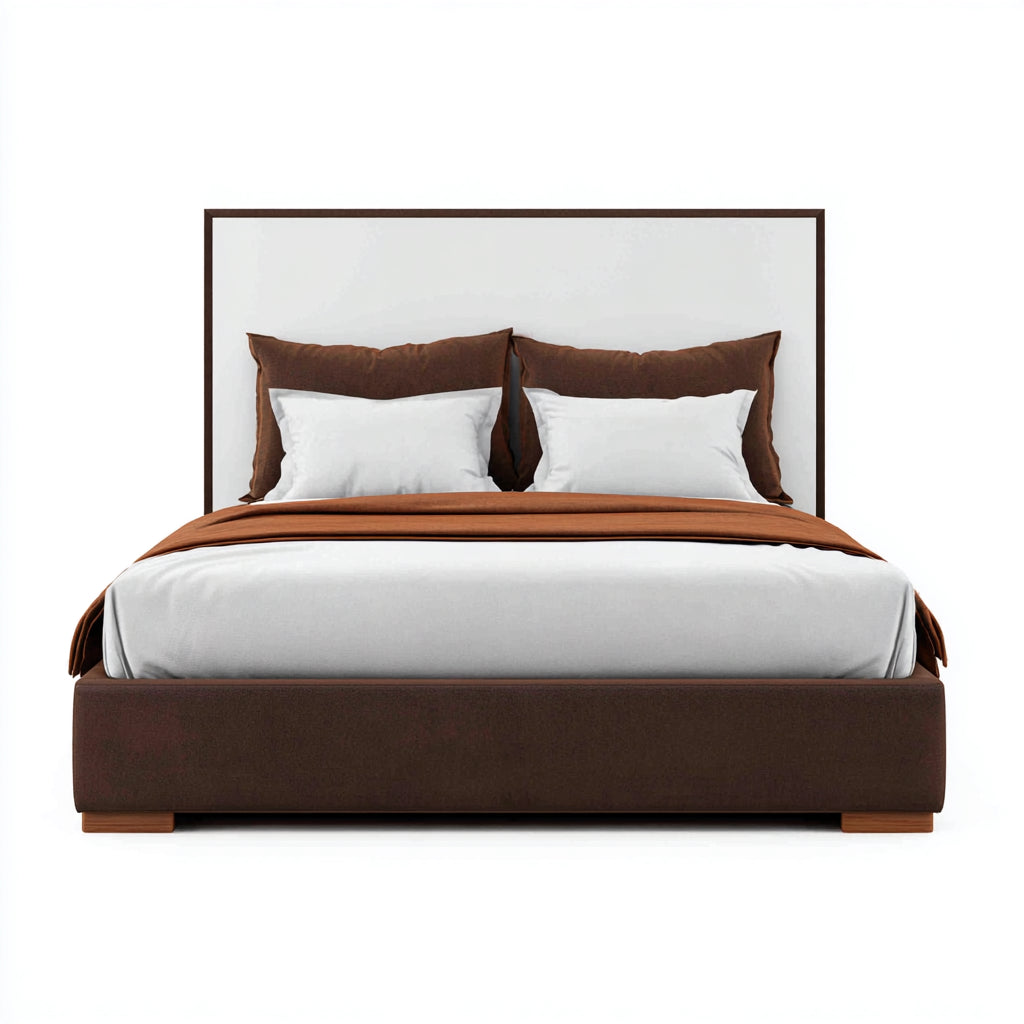 Letto matrimoniale imbottito in tessuto con testiera minimal 200x180x102 cm - marrone - per camera da letto - design moderno