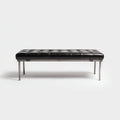 Panca per letto imbottita in pelle vera 120x40x45 cm - nero - argento - design moderno