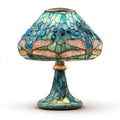 Lampada da tavolo in vetro e metallo 23x23x35 cm - turchese - blu - ambra - stile Tiffany per illuminazione interna