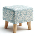 Pouf in tessuto damascato 45x40x50 cm - blu - stile classico per soggiorno