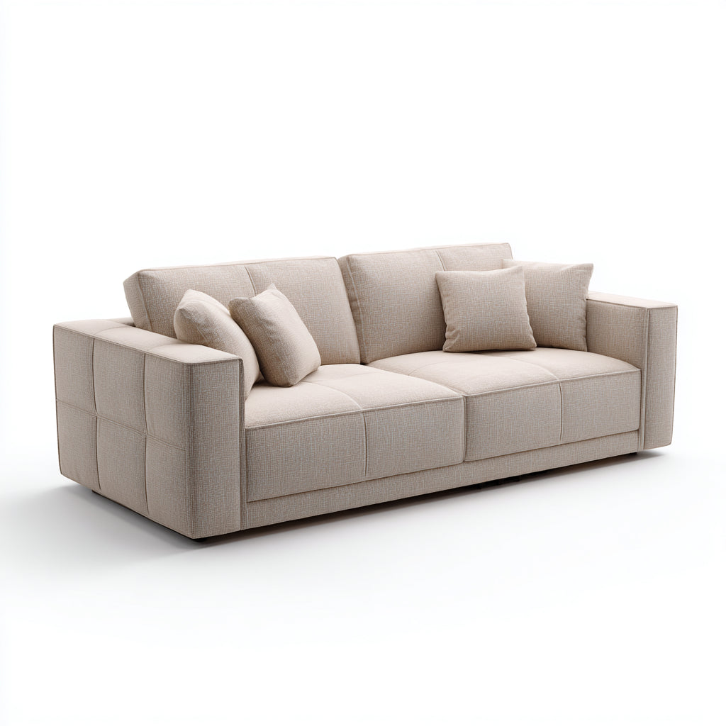Divano lineare imbottito in tessuto 180x90x82 cm - beige - stile moderno per soggiorno