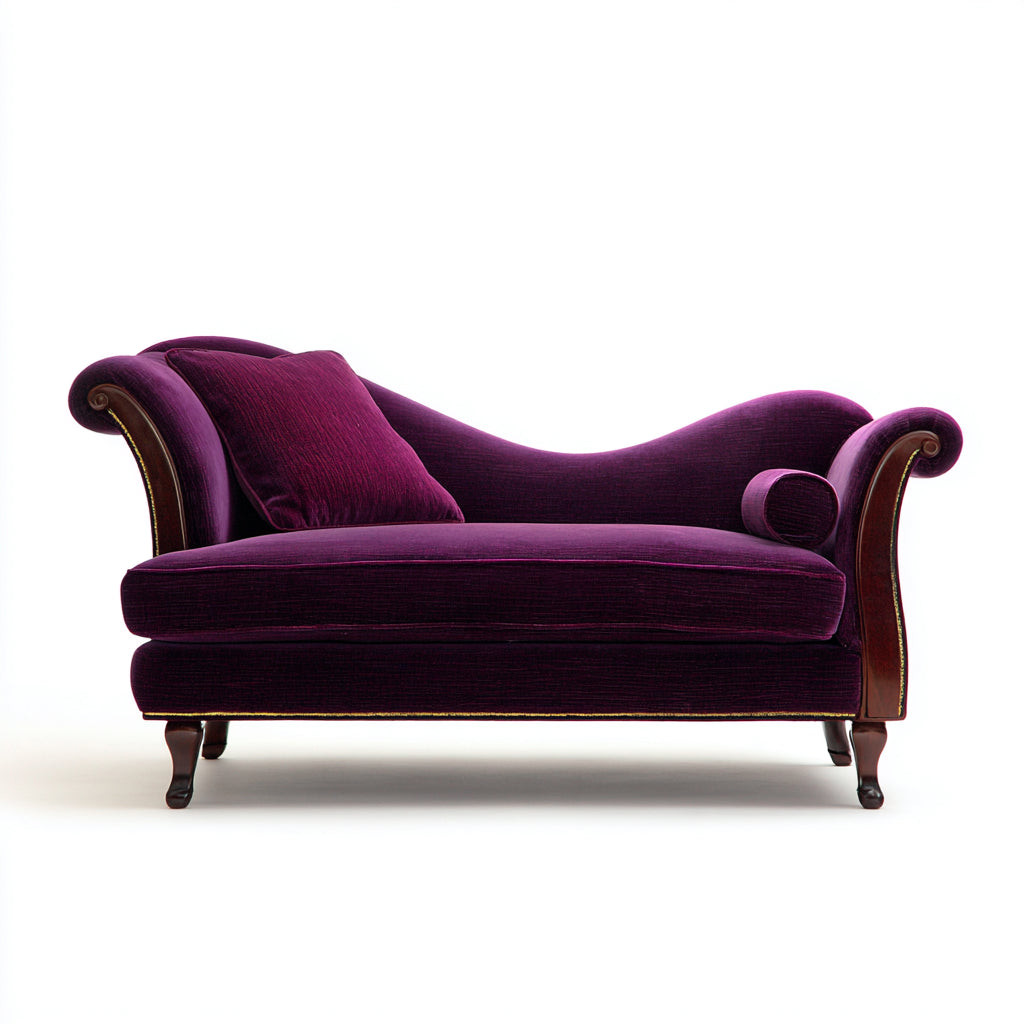 Chaise longue imbottita in velluto 175x80x84 cm - viola - stile classico per soggiorno