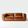 Divano lineare imbottito in pelle 200x90x78 cm - cognac - design moderno per soggiorno