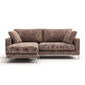 Divano angolare in tessuto a coste 255x160x86 cm - marrone - design moderno per soggiorno