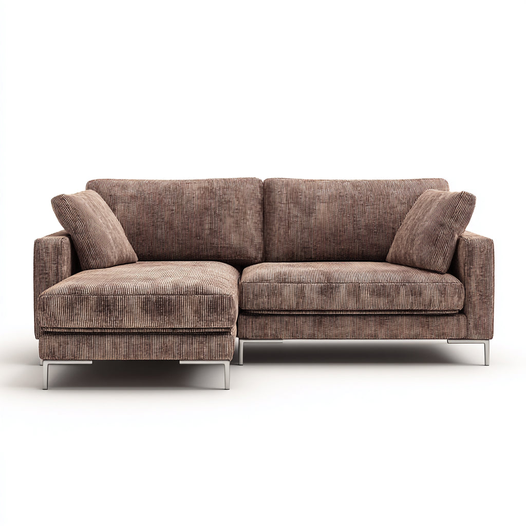 Divano angolare in tessuto a coste 255x160x86 cm - marrone - design moderno per soggiorno