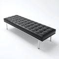 Panca per letto imbottita in pelle vera 120x40x45 cm - nero - argento - design moderno