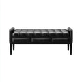 Panca per letto imbottita in pelle vera 120x40x45 cm - nero - design moderno
