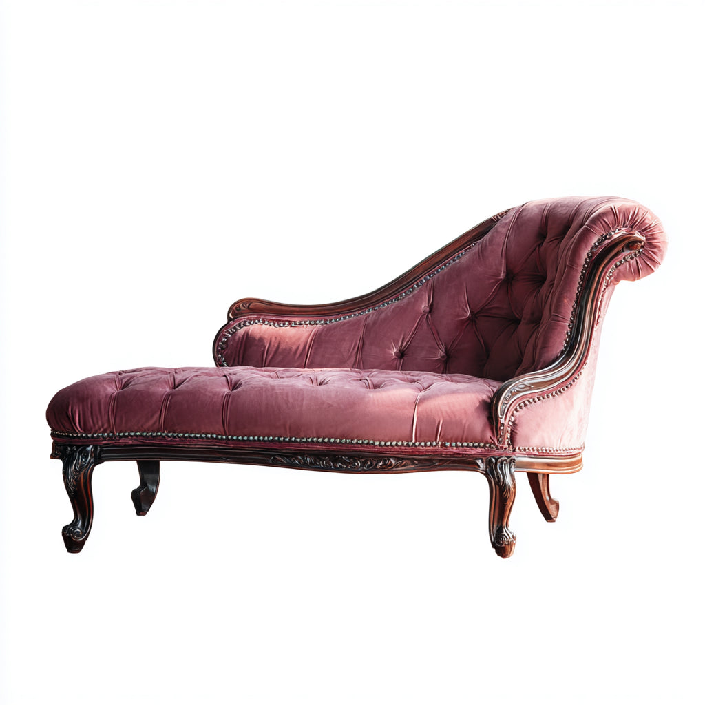 Chaise longue imbottita in velluto 176x82x86 cm - rosa - stile classico per soggiorno