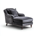 Chaise longue imbottita in velluto 168x80x85 cm - grigio scuro - stile classico per soggiorno