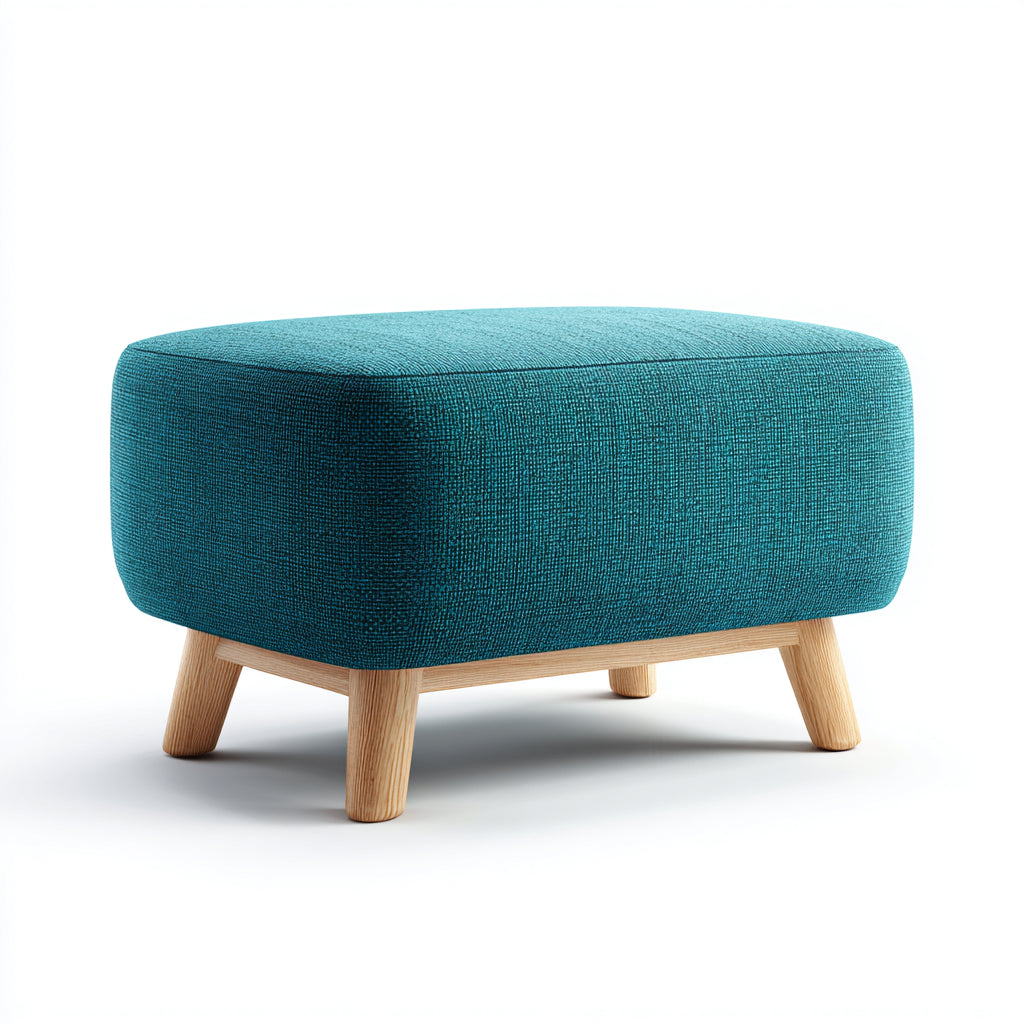 Pouf imbottito in tessuto 45x35x40 cm - blu - design moderno per soggiorno