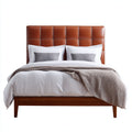 Letto matrimoniale imbottito in pelle con struttura in legno 200x180x104 cm - marrone - per camera da letto - design moderno