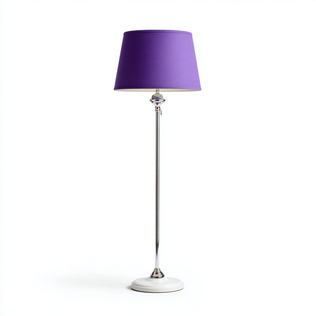 Lampada da terra in metallo e tessuto 30x30x160 cm - viola - cromo - per soggiorno e camera - design moderno