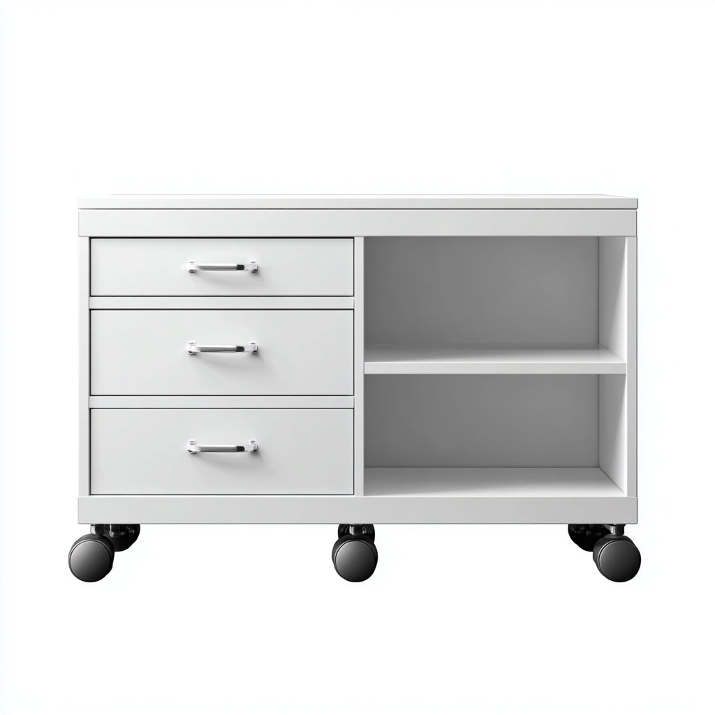 Armadio per ufficio in metallo 90x45x60 cm - bianco - design moderno con ruote