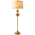 Lampada da terra in metallo e tessuto 32x32x165 cm - ottone - beige - per soggiorno e camera - stile classico