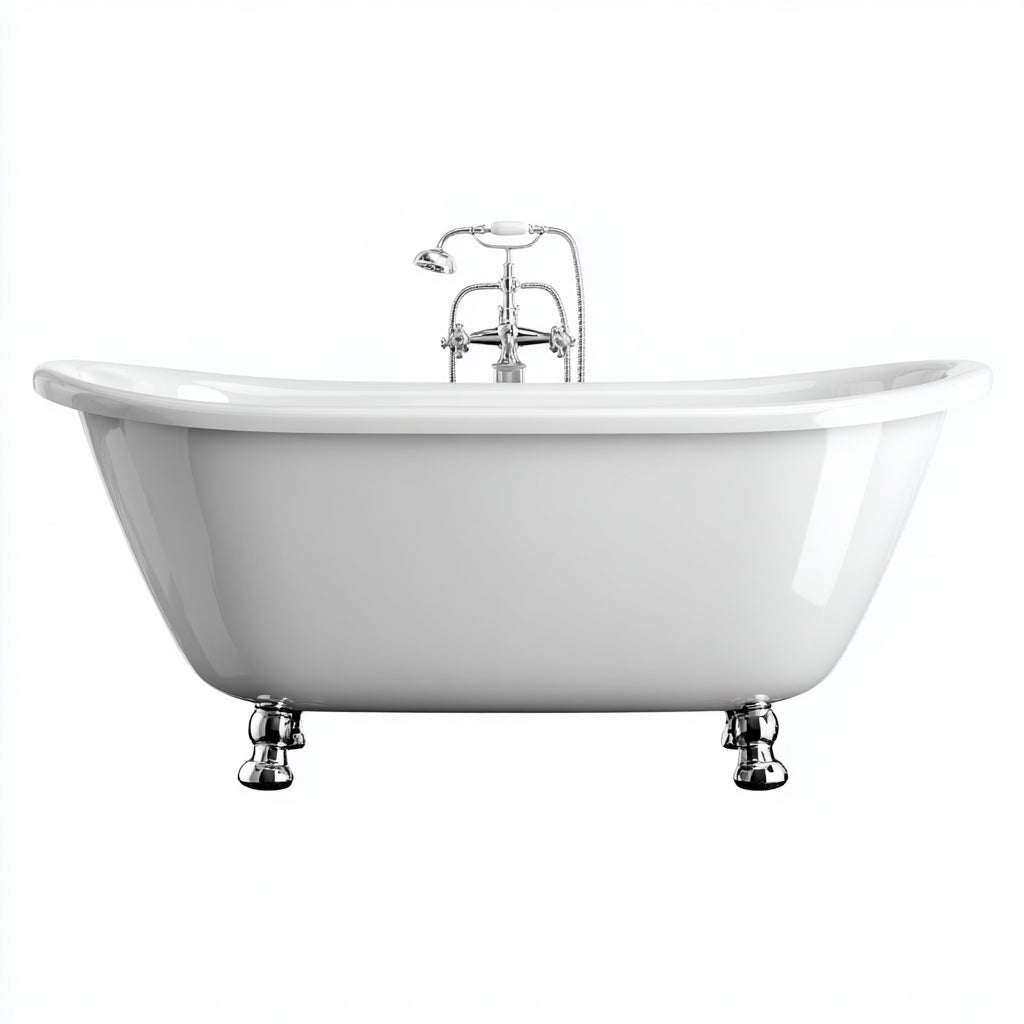 Vasca da bagno freestanding in ceramica 172x74x71 cm - bianco - stile classico per bagno