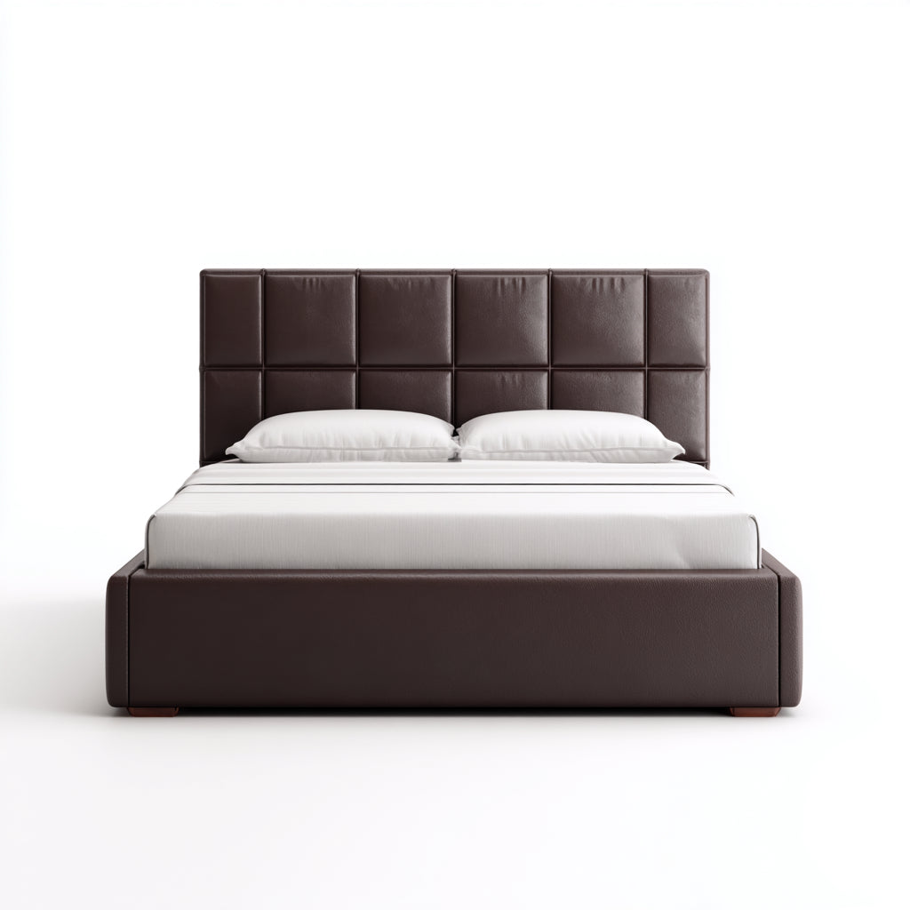Letto matrimoniale imbottito in pelle 200x180x101 cm - marrone scuro - per camera da letto - design moderno