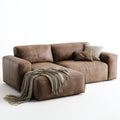 Divano angolare in vera pelle 270x165x82 cm - marrone - design moderno per soggiorno