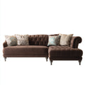 Divano angolare in velluto 275x160x85 cm - marrone - design classico per soggiorno