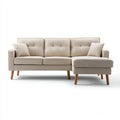 Divano angolare in tessuto 230x150x85 cm - beige - design nordico per soggiorno