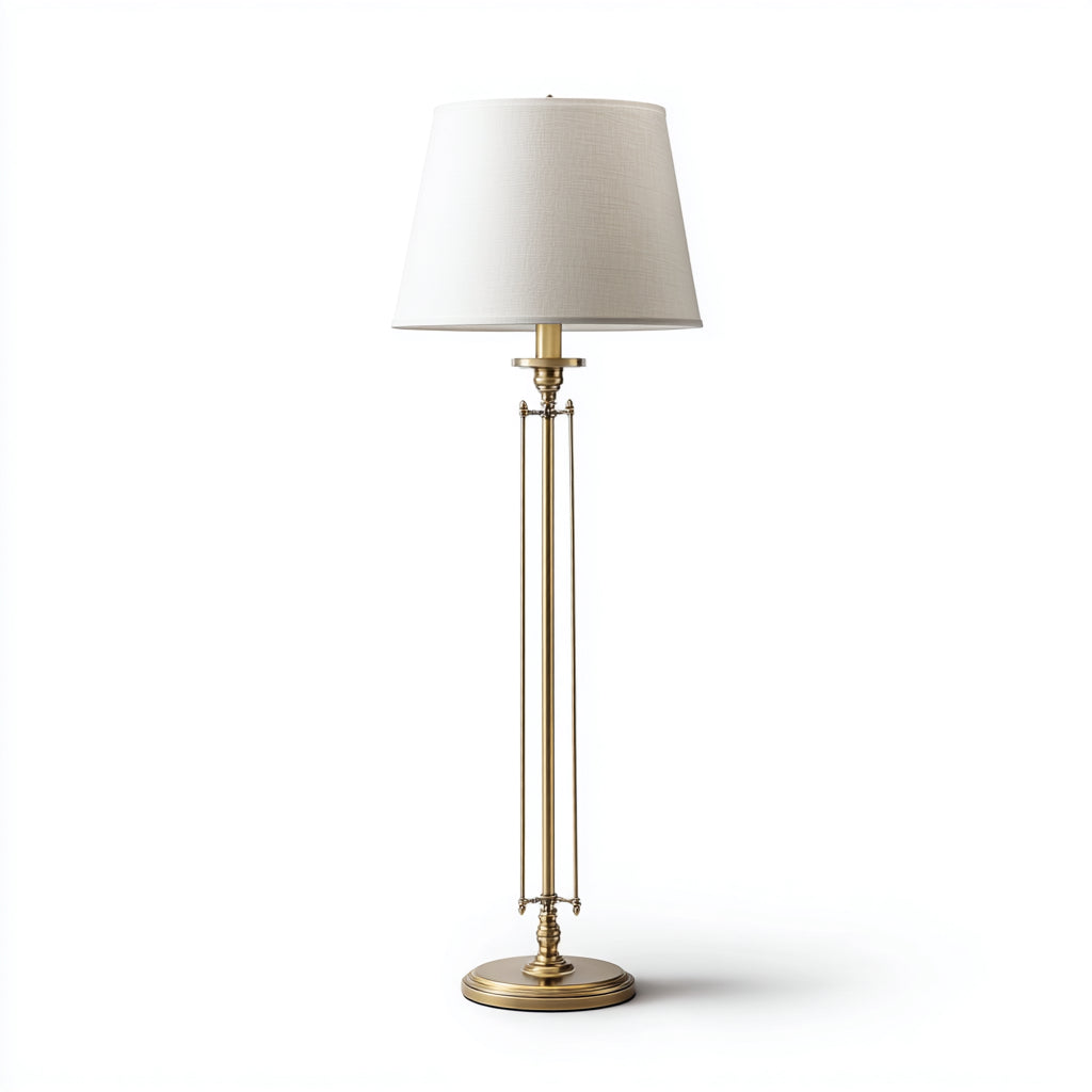 Lampada da terra in metallo 30x30x165 cm - ottone e bianco - per soggiorno e camera - stile classico