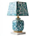 Lampada da tavolo in ceramica 24x24x42 cm - turchese - bianco - design decorativo per illuminazione interna