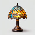 Lampada da tavolo in vetro e metallo 21x21x37 cm - giallo - arancione - blu - stile Tiffany per illuminazione interna