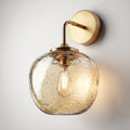 Applique da parete in metallo e vetro 28x25x30 cm - ottone - stile moderno - illuminazione decorativa per interni