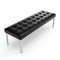 Panca per letto imbottita in pelle vera 120x40x45 cm - nero - argento - design moderno