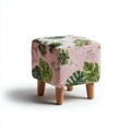 Pouf in tessuto stampato 40x40x48 cm - rosa-verde - stile naturale per soggiorno
