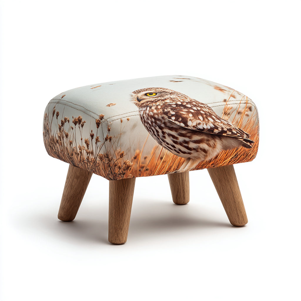 Pouf imbottito in tessuto 40x30x35 cm - bianco-marrone - design decorativo per soggiorno