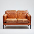 Divano lineare imbottito in pelle 170x85x80 cm - marrone - stile vintage per soggiorno