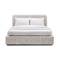 Letto matrimoniale imbottito in tessuto con motivo geometrico 200x180x102 cm - beige - per camera da letto - design moderno
