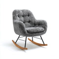 Sedia a dondolo imbottita in tessuto peluche 88x78x92 cm - grigio - stile contemporaneo per soggiorno e relax