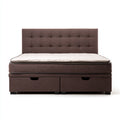 Letto matrimoniale imbottito in tessuto con contenitore 200x180x100 cm - marrone - per camera da letto - design moderno