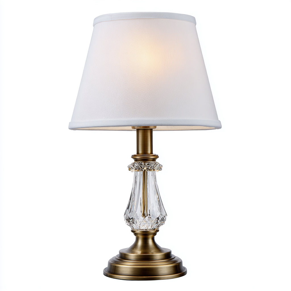 Lampada da tavolo in vetro e metallo 20x20x38 cm - bianco - oro - design classico per illuminazione interna