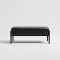 Panca per letto imbottita in pelle vera 120x40x45 cm - nero - marrone - design moderno