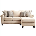 Divano angolare in tessuto 265x155x88 cm - crema - design classico per soggiorno