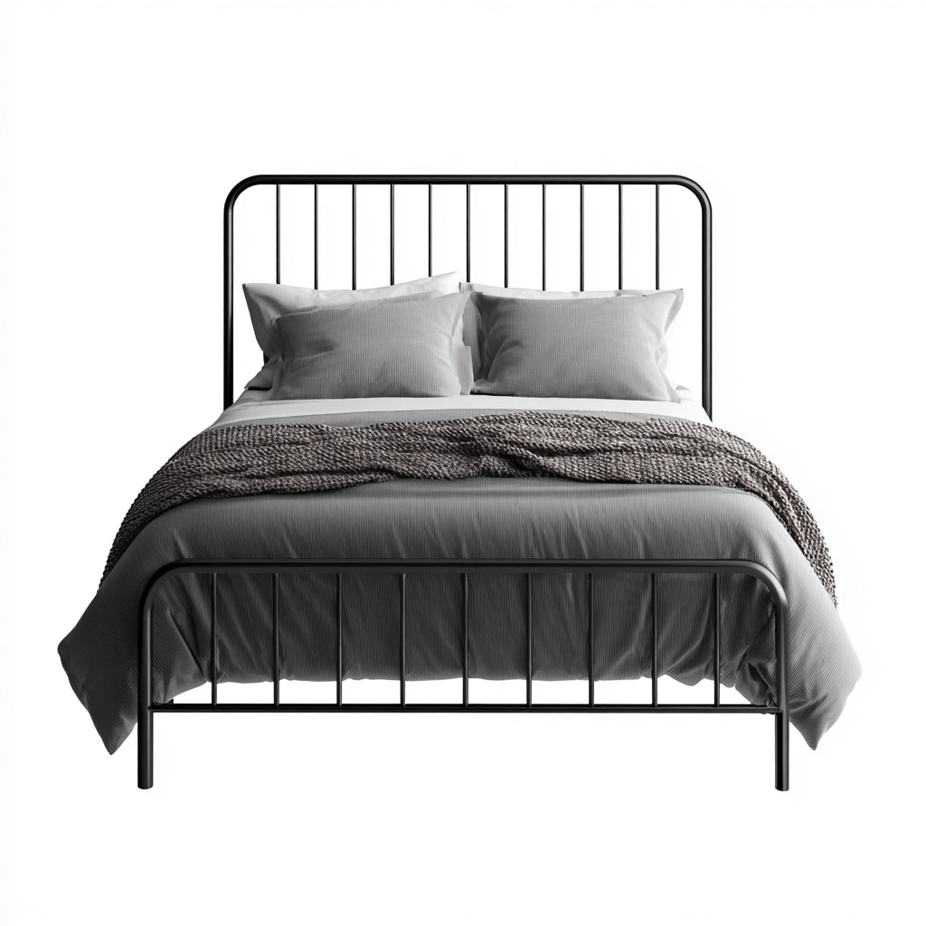 Letto matrimoniale in metallo 200x180x98 cm - nero - per camera da letto - design minimal