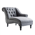 Chaise longue imbottita in velluto 172x82x85 cm - grigio - stile classico per soggiorno