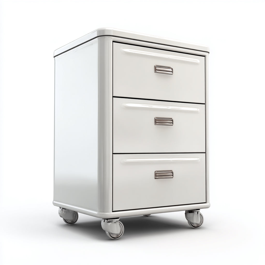 Armadio per ufficio in metallo 40x50x65 cm - bianco - design moderno con ruote