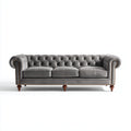 Divano lineare imbottito in velluto 215x95x78 cm - grigio - stile chesterfield classico per soggiorno