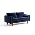 Divano lineare imbottito in velluto 175x88x82 cm - blu scuro - stile moderno per soggiorno