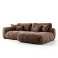 Divano angolare in tessuto a coste 290x170x78 cm - marrone - design contemporaneo per soggiorno