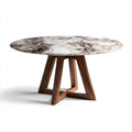 Tavolo da pranzo rotondo in marmo e legno massello 120x120x75 cm - marrone - adatto per ristorante - design contemporaneo